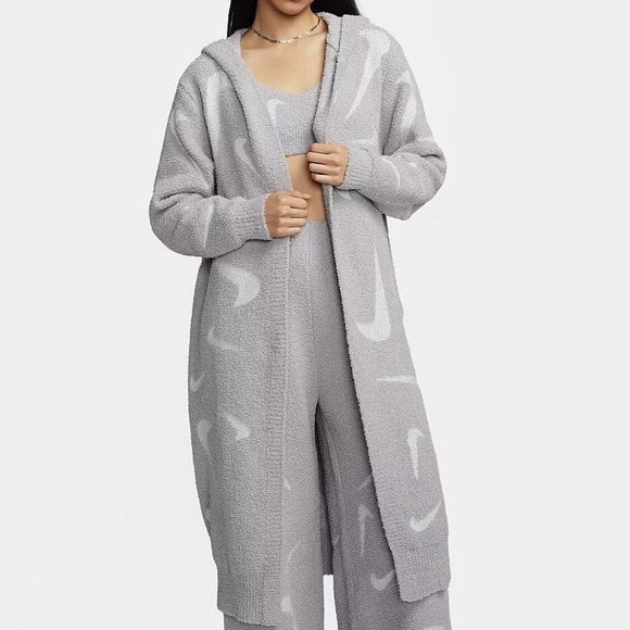 Nike Sweaters - Nike Phoenix Cozy Boucle Long Knit Cardigan Women Grey FD4282-077 Women's Medium